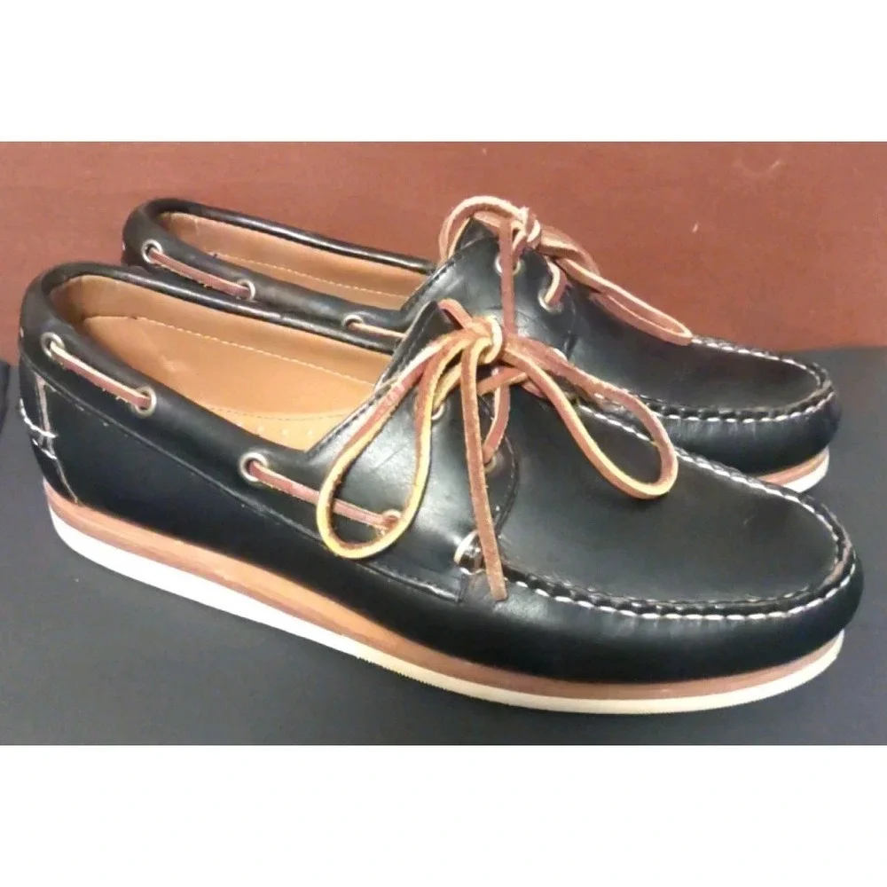 Allen Edmonds Men Blue Westbrook Leather Boat Two Eyelet Casual Shoes‎ Size 8.5